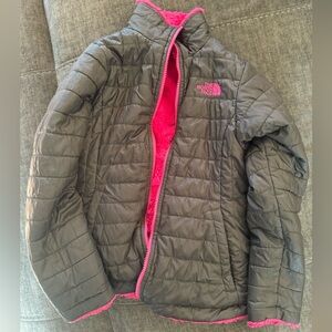 North face. Reversible pink/grey coat girls medium 10/12